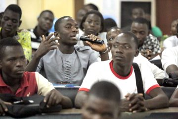 Youths at a talk